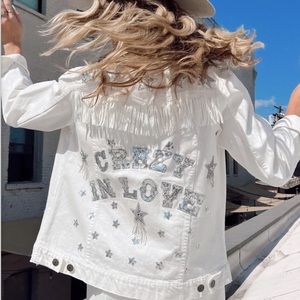 Show Me Your Mumu “Crazy in Love” White Denim Jacket